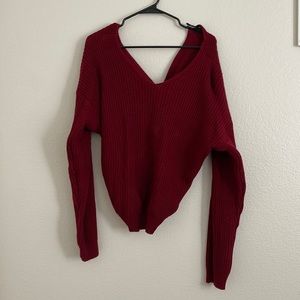 Red shoulder sweater